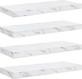 vidaXL Falpolc tárolóval 4 pcs Fehér márvány 50 x 23 x 4 cm Faanyag
