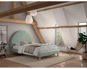 Zöld kárpitozott egyszemélyes ágy ágyráccsal 140x200 cm MOON – Vipack