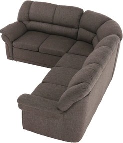 Sarokülőgarnitúra ágyfunkcióval és ágyneműtartóval, bal oldali kivitel, barna, AMELIA