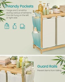 Szennyeskosár 3 rekesszel, 3 x 50 l, 94 x 33 x 78 cm, krémfehér