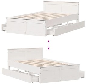 fehér tömör fenyőfa fejtámlás ágykeret matrac nélkül 120x200 cm