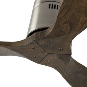 ZEVENTI - SPELLO mennyezeti ventilátor, Wi-Fi Tuya, króm/tölgy + távirányító