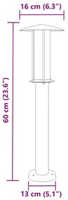 3 db ezüstszínű rozsdamentes acél kültéri állólámpa 60 cm