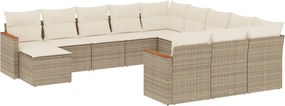 vidaXL 12 részes bézs polyrattan kerti ülőgarnitúra párnákkal