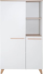 Fehér gyerek ruhásszekrény tölgyfa dekorral 52x180x180 cm Léon – Roba