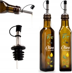 Sötét Üvegpalack Olívaolajhoz 250 ML És Kiöntő