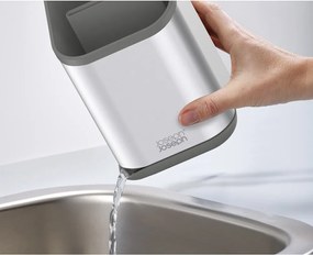 Fényes ezüstszínű rozsdamentes acél edényszárító evőeszközökhöz 11x11,5 cm Duo Steel – Joseph Joseph