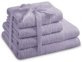 Levendula színű frottír pamut törölköző és fürdőlepedő készlet 4 db-os Amari – Restilo