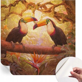 Öntapadós Dekoratív Fotótapéta Hálószobába Színes tukánok 250x250 cm