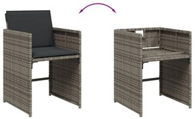15 részes szürke polyrattan kerti ülőgarnitúra párnákkal