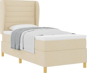 vidaXL Boxspring ágy matraccal Sötétszürke 90x190 cm Szövet Krém
