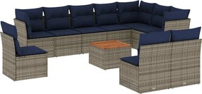 vidaXL 11 részes szürke polyrattan kerti ülőgarnitúra párnákkal