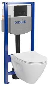 Cersanit Mille, System50 MECH süllyesztett keret + Mille Plus CleanOn fali WC csésze + fekete MOVI II gomb, S701-756