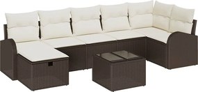 vidaXL Kerti Kanapé Szett párnával tárolóval 8 pcs Barna Poli rattan