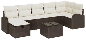 vidaXL Kerti Kanapé Szett párnával tárolóval 8 pcs Barna Poli rattan