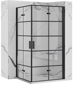 Rea Molier Black Double, zuhanykabin összecsukható ajtóval 90 (ajtó) x 90 (ajtó), 6mm átlátszó üveg, fekete profil, KPL-22012