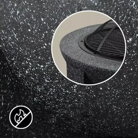 Hordozható tűzrakóhely rácssal 74x30 cm fekete/sötét gránit