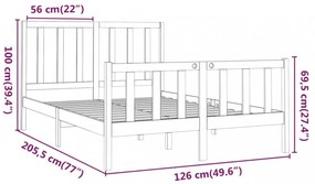 tömör fenyőfa ágykeret ágy matrac nélkül 120 x 200 cm