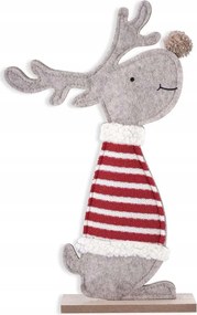 Karácsonyi dekoráció szarvas alakú filcből fa állványon 34,5x15cm