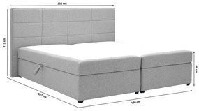 Franciaágy Boxspring 180 cm Revenant (világosszürke) (ágyráccsal és matraccal) (tárolóhellyel). 1098563