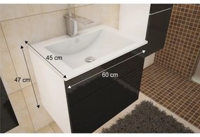 AKCIÓ Fehér szekrény mosdó alá MASON BL13, fekete magasfényű HG II. osztály