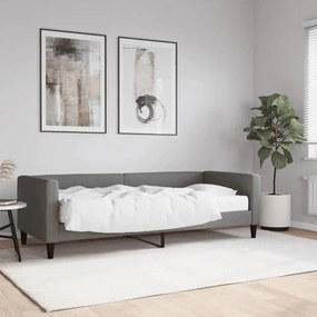 sötétszürke szövet kanapéágy matraccal 80 x 200 cm