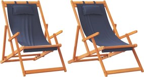 vidaXL 2 db összecsukható kék szövet strandszék