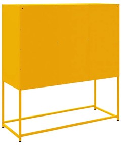 mustársárga acél magasszekrény 100,5 x 39 x 107 cm