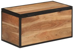 tömör akácfa és vas tárolóláda 60 x 30 x 30 cm