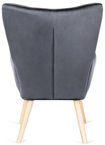 Füles Fotel Lábtartóval Szürke Bársony Kárpittal. LOZANO 2