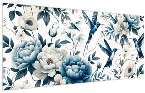 Kép - Kolibrikok virágokkal (120x50 cm)