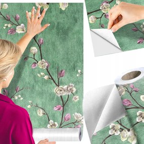 Öntapadós Tapéta Zöld Virágok 10 Db 45 CM