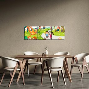 Kép a gyermekek szórakozásáról a homokozóban (órával) (90x30 cm)