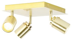 Modern fürdőszoba spotlámpa sárgaréz négyzet 3-lámpás IP44 - Ducha