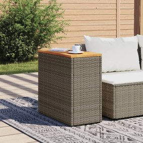 szürke polyrattan falapos kerti kisasztal 58 x 27,5 x 55 cm