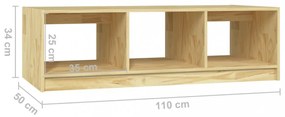 tömör fenyőfa dohányzóasztal 110 x 50 x 34 cm