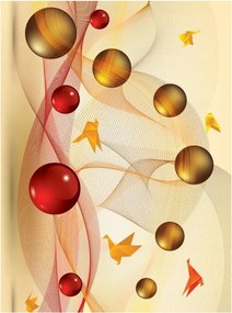 Tapéta Absztrakt hullámok Origami Madarak Bézs gömbök Meleg gömbök 206x275