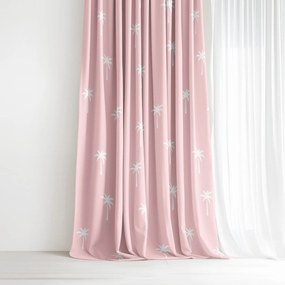 Goldea pamut drapéria - pálmák pasztell rózsaszín alapon 280x150 cm