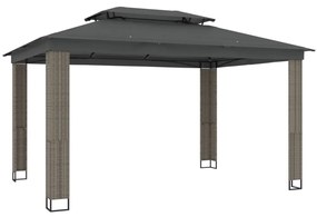 antracitszürke szövet dupla tetős pavilon 3,94 x 2,96 m