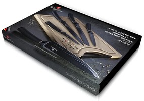 Matt fekete 6 részes rozsdamentes acél késkészlet bambusz vágódeszkával Berlinger Haus Matte Black