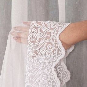 Mg Függöny 127677 fehér Bambusz Hímzés Alsó Gyöngyök 300cm 0,5m R
