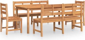 vidaXL 5 részes tömör tíkfa kerti étkezőgarnitúra