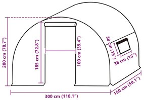 átlátszó melegház pótponyva (4,5 m²) 3 x 1,5 x 2 m