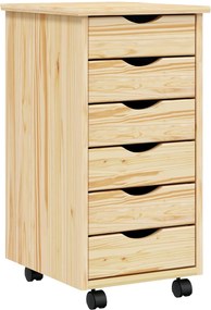 vidaXL Görgős szekrény fiókokkal MOSS Tiszta lakk 34 x 39 x 65,5 cm