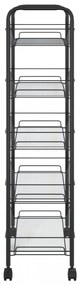 5 szintes fekete vas konyhai kerekes kocsi 46 x 26 x 105 cm