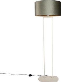 Állólámpa bézs színben, zöld ovális búrával és arany belsővel 50cm - Thijmen