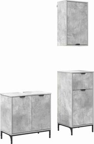vidaXL Fürdőszoba bútor szett fiókkal 3 pcs Beton szürke Faanyag