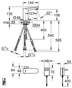 GROHE 36324001 - Infravörös elektronikus mosdócsaptelep EUROSMART COSMOPOLITAN E, króm