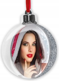 Karácsonyi gömb képkeret ezüst csillámos