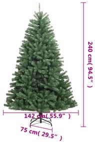 zöld csuklópántos műkarácsonyfa állvánnyal 240 cm